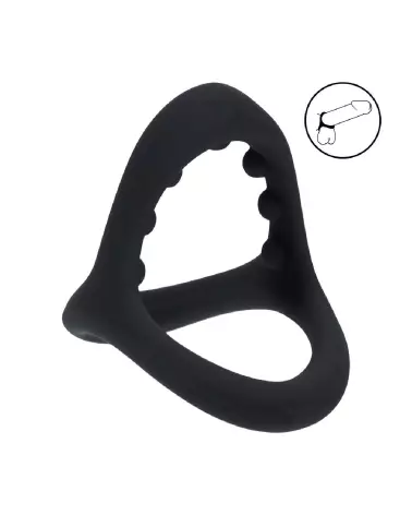 Anneau en silicone noir Levelz by Shots avec perles pour pénis et testicules, confort optimal-7