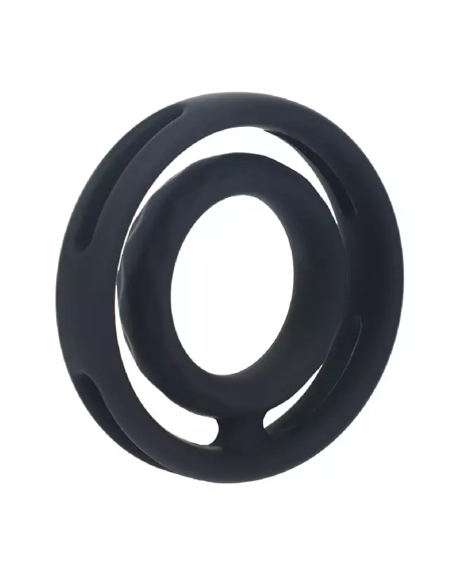 Cockring en silicone noir rainuré de Levelz by Shots pour endurance-3