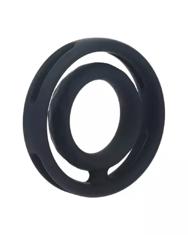 Cockring en silicone noir rainuré de Levelz by Shots pour endurance-3