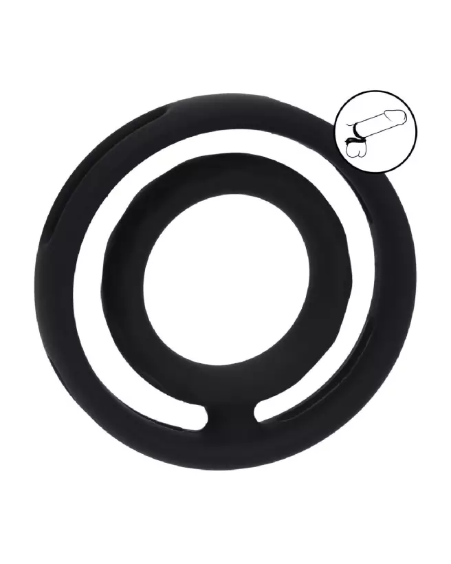 Cockring en silicone noir rainuré de Levelz by Shots pour endurance-7