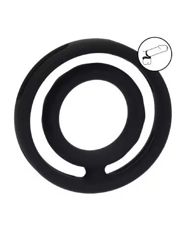 Cockring en silicone noir rainuré de Levelz by Shots pour endurance-7