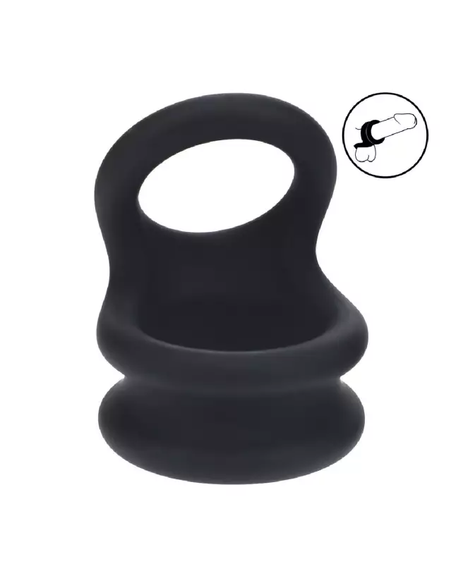 Cockring Double O Noir en Silicone de Levelz by Shots-7