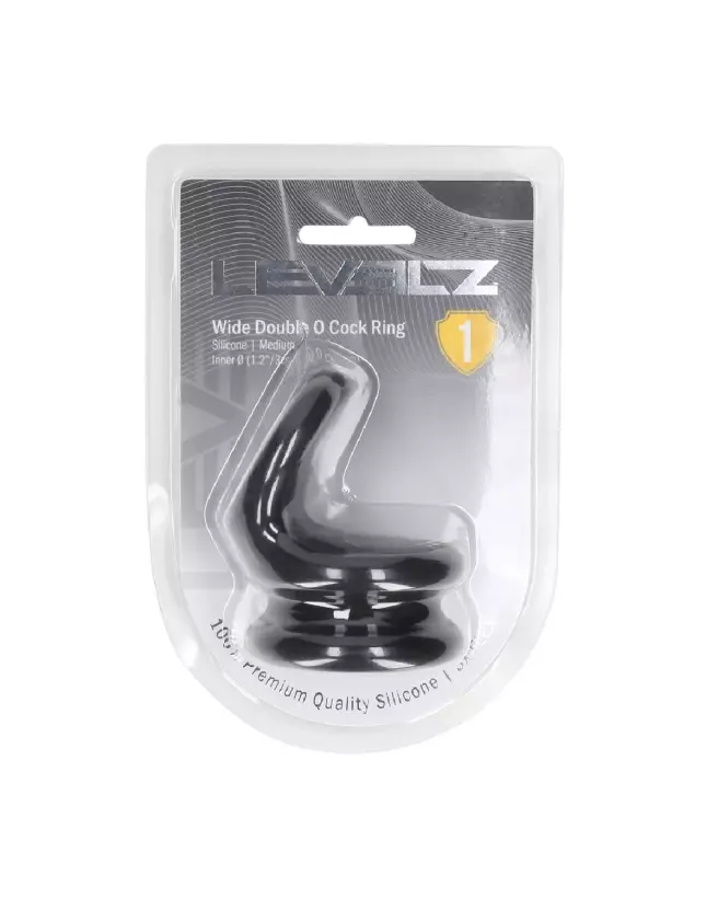 Cockring double large en silicone noir taille M de Levelz by Shots pour endurance et confort-1