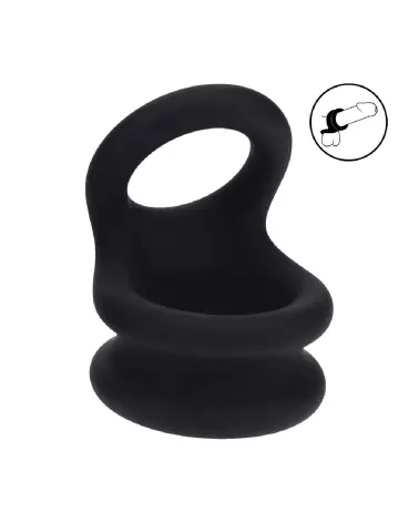 Cockring double large en silicone noir taille M de Levelz by Shots pour endurance et confort-7