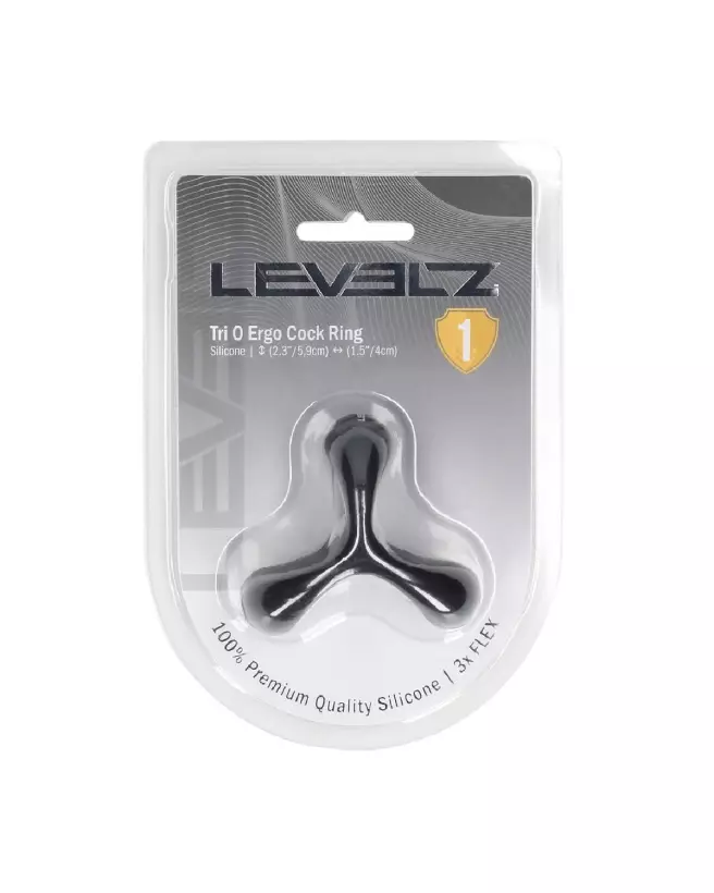 Image du Tri O Ergo Cockring en silicone noir de Levelz by Shots, parfait pour améliorer performance et confort-1