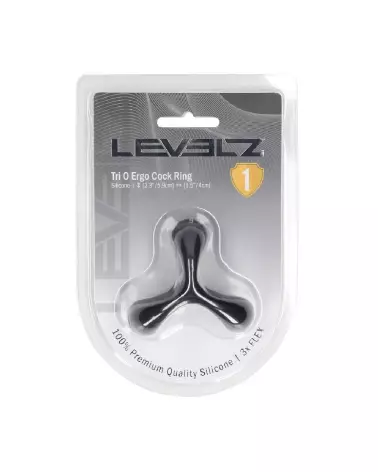 Image du Tri O Ergo Cockring en silicone noir de Levelz by Shots, parfait pour améliorer performance et confort-1