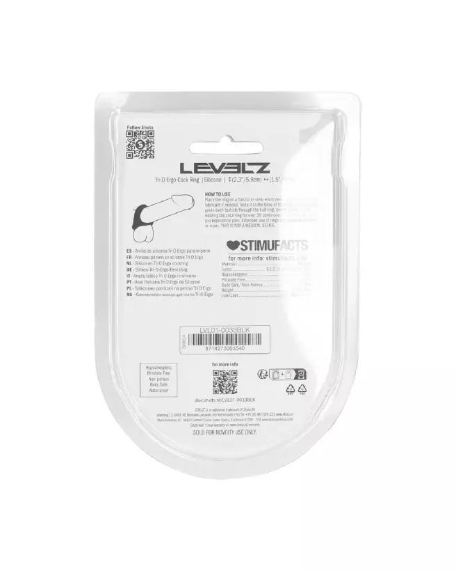Image du Tri O Ergo Cockring en silicone noir de Levelz by Shots, parfait pour améliorer performance et confort-2