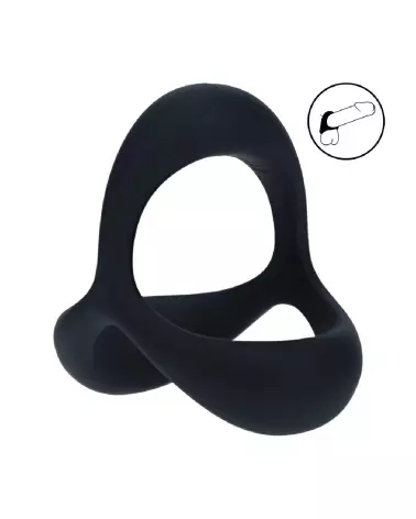 Image du Tri O Ergo Cockring en silicone noir de Levelz by Shots, parfait pour améliorer performance et confort-6