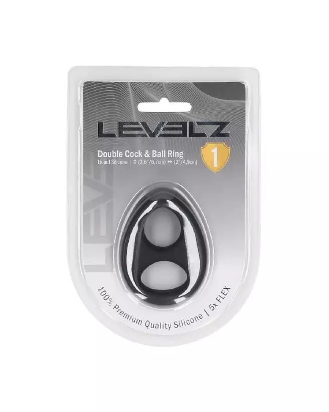 Anneau en silicone liquide Levelz by Shots pour pénis et testicules, noir-1