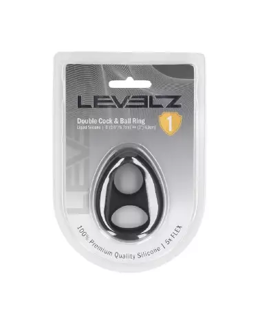 Anneau double en silicone liquide noir Levelz by Shots pour pénis et testicules-1
