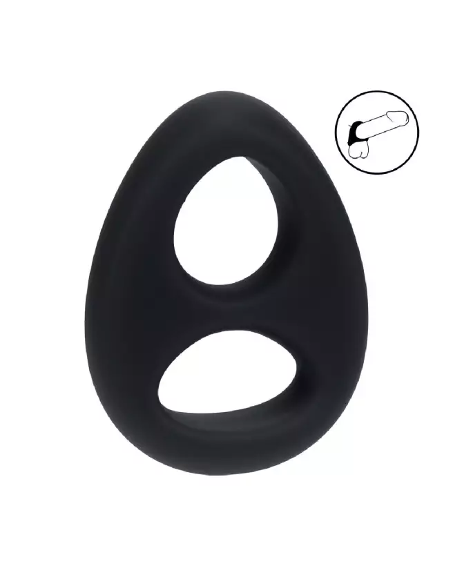 Anneau double en silicone liquide noir Levelz by Shots pour pénis et testicules-5
