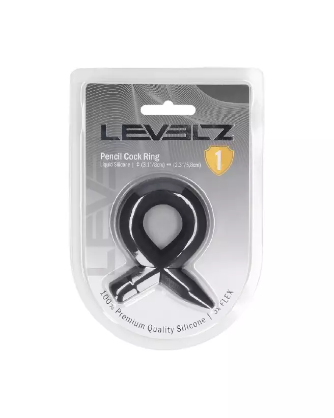 Cockring en silicone liquide noir Pencil de Levelz by Shots pour endurance et confort-1