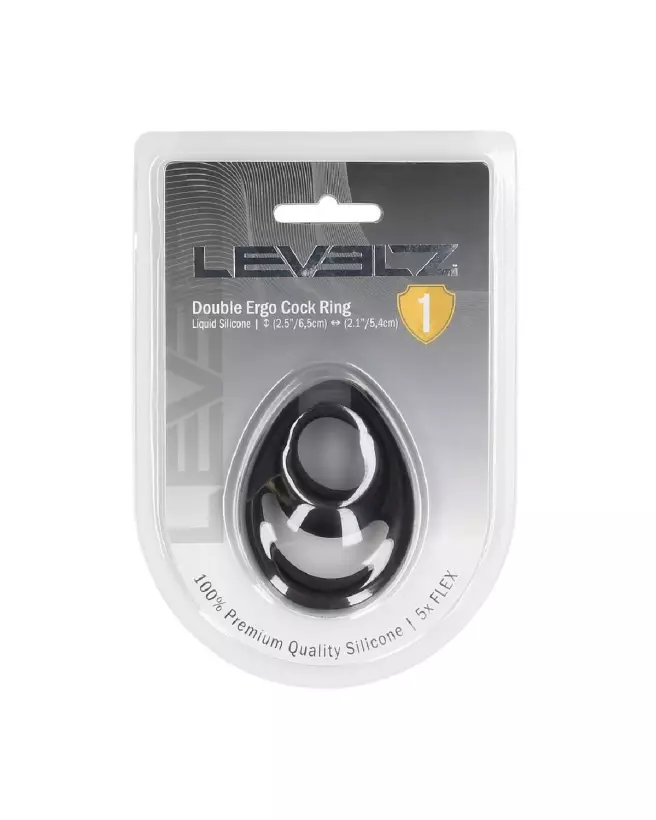 Image du Double Ergo Silicone Cockring Noir par Levelz by Shots, amélioration de performance et confort-1