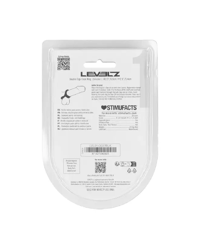 Image du Double Ergo Silicone Cockring Noir par Levelz by Shots, amélioration de performance et confort-2