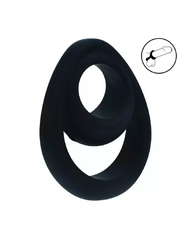 Image du Double Ergo Silicone Cockring Noir par Levelz by Shots, amélioration de performance et confort-7