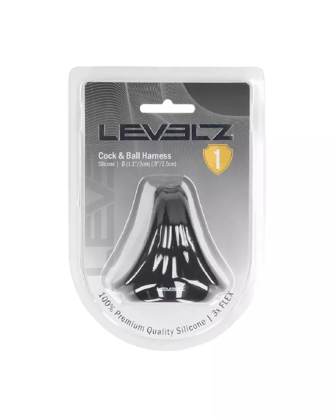Harnais silicone noir pour pénis et testicules Levelz by Shots-1