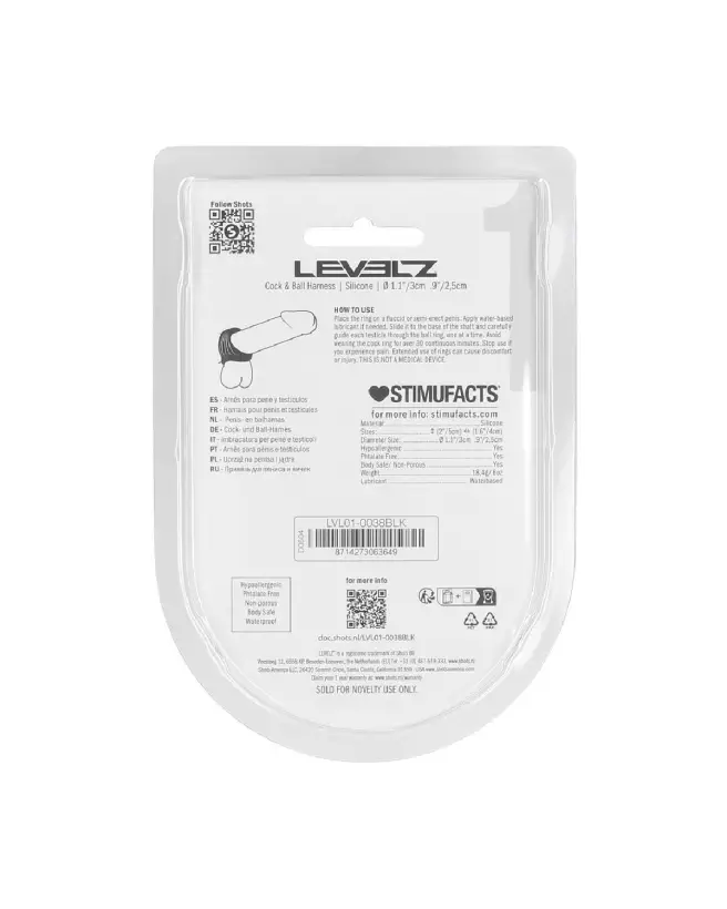Harnais silicone noir pour pénis et testicules Levelz by Shots-2