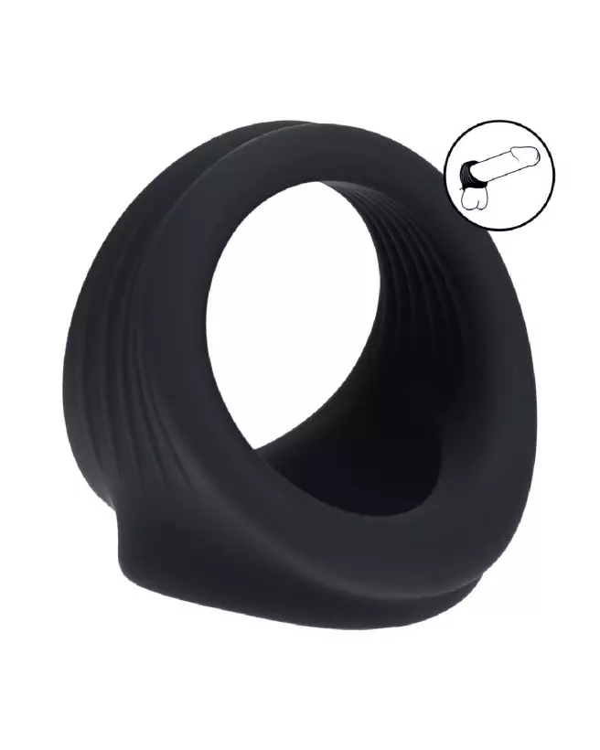 Harnais silicone noir pour pénis et testicules Levelz by Shots-7