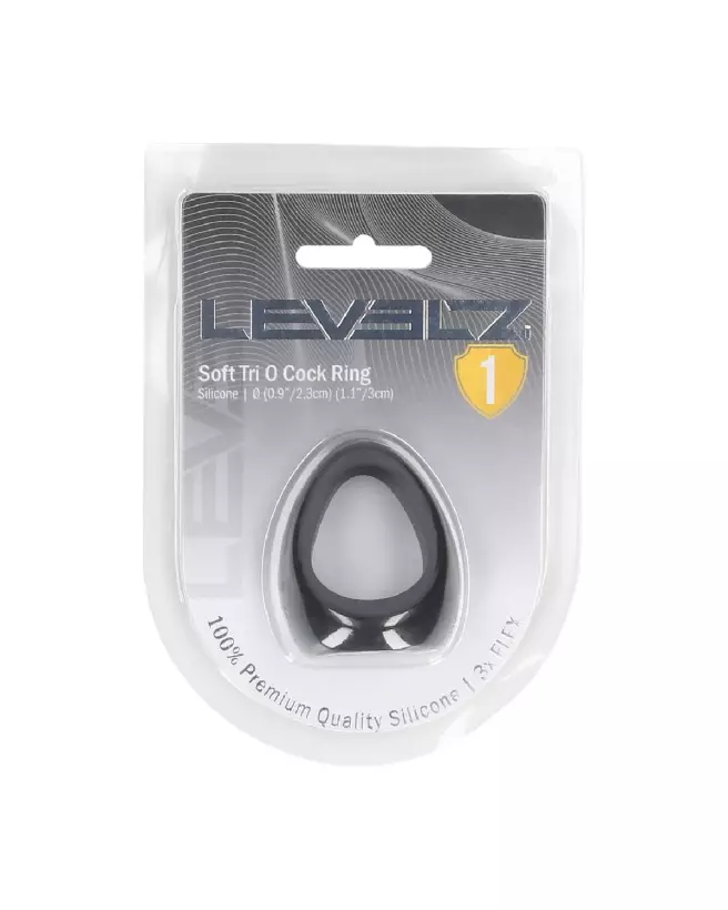 Cockring Silicone Noir Soft Tri O de Levelz by Shots pour Performance-1