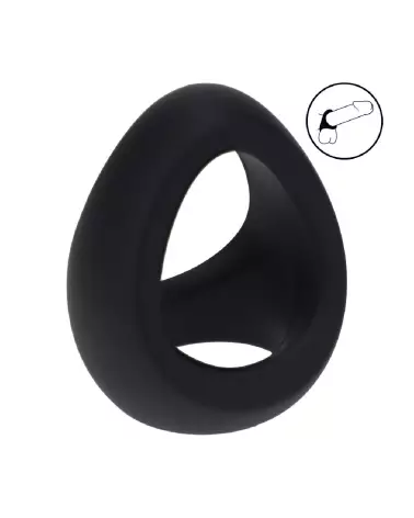 Cockring Silicone Noir Soft Tri O de Levelz by Shots pour Performance-5