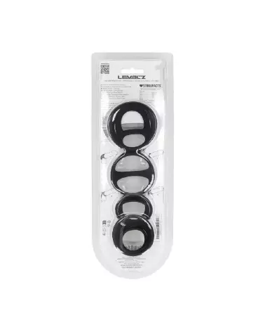 Image de l'ensemble de 4 anneaux en silicone noir pour pénis et testicules Levelz by Shots-2
