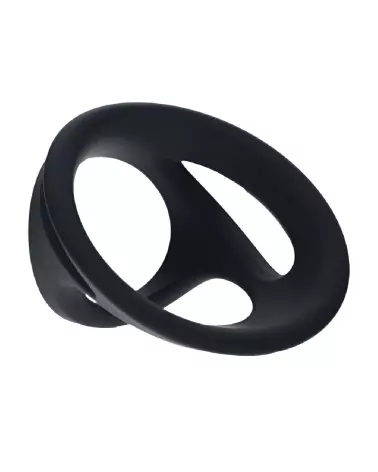 Image de l'ensemble de 4 anneaux en silicone noir pour pénis et testicules Levelz by Shots-3