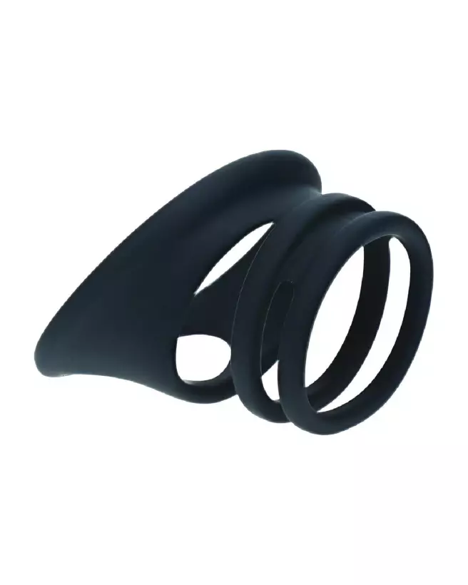 Image de l'ensemble de 4 anneaux en silicone noir pour pénis et testicules Levelz by Shots-4