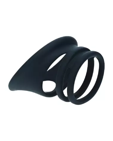 Image de l'ensemble de 4 anneaux en silicone noir pour pénis et testicules Levelz by Shots-4