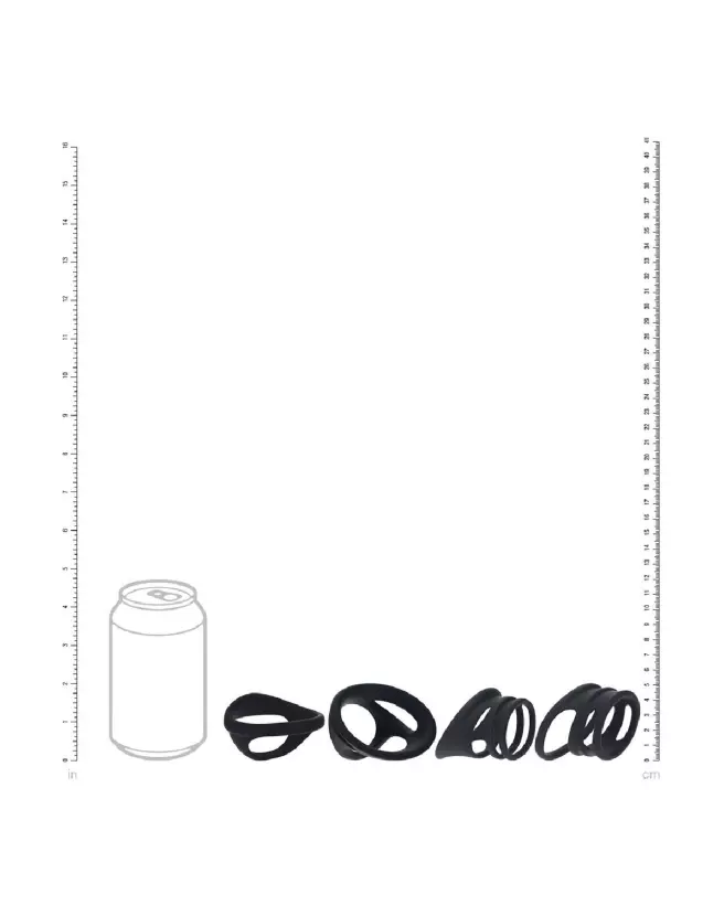 Image de l'ensemble de 4 anneaux en silicone noir pour pénis et testicules Levelz by Shots-6