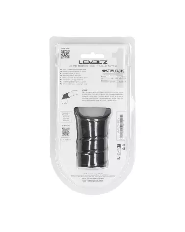 Cockring en silicone noir avec manchon strié de Levelz by Shots pour améliorer performance et plaisir-2
