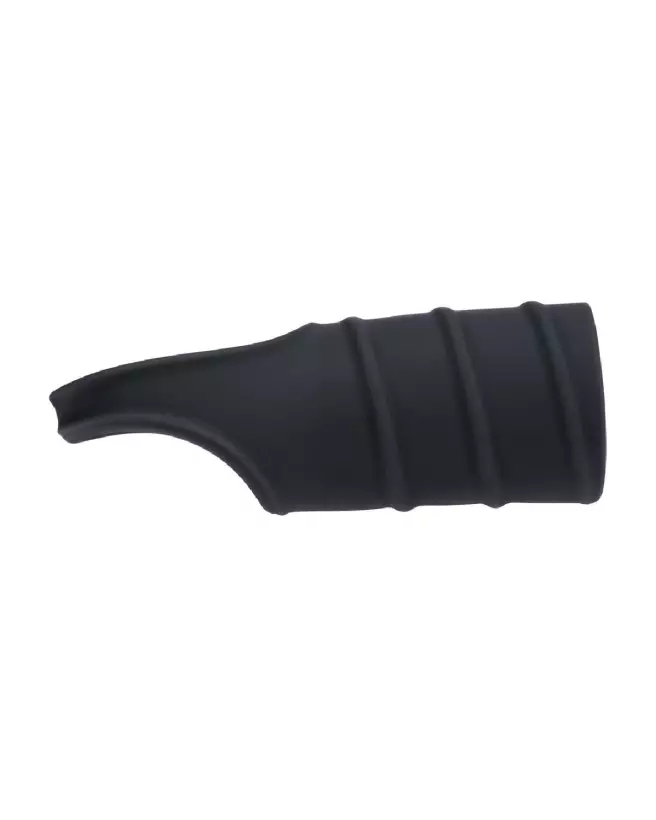 Cockring en silicone noir avec manchon strié de Levelz by Shots pour améliorer performance et plaisir-3