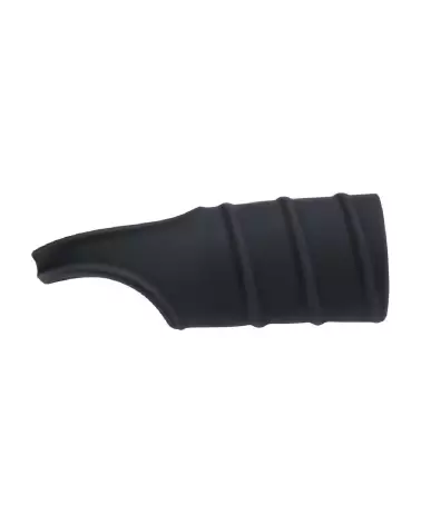 Cockring en silicone noir avec manchon strié de Levelz by Shots pour améliorer performance et plaisir-3