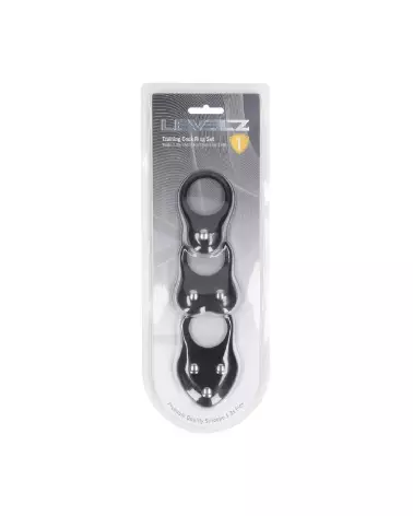 Ensemble de 3 cockrings en silicone noir Levelz by Shots, tailles S, M, L-1