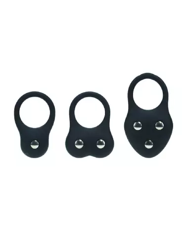 Ensemble de 3 cockrings en silicone noir Levelz by Shots, tailles S, M, L-3