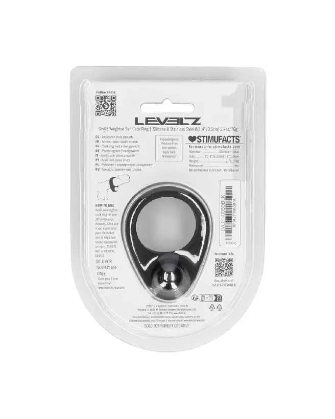 Anneau pénien en silicone liquide noir Levelz by Shots pour endurance et confort-2