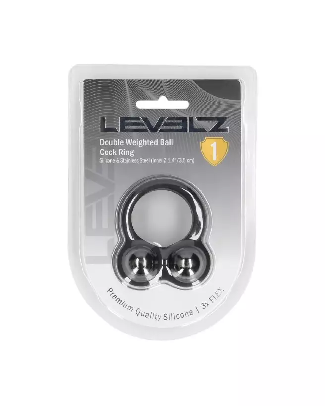 Cockring double poids noir en silicone liquide de Levelz by Shots pour performance optimale-1