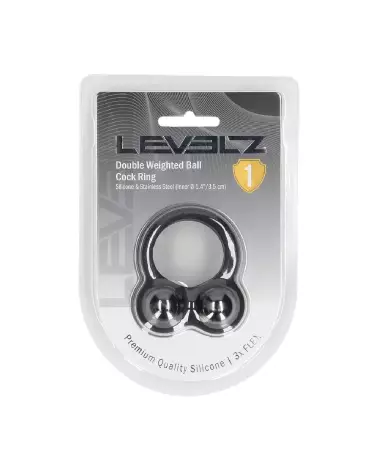 Cockring double poids noir en silicone liquide de Levelz by Shots pour performance optimale-1