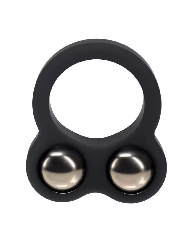 Cockring double poids noir en silicone liquide de Levelz by Shots pour performance optimale-3