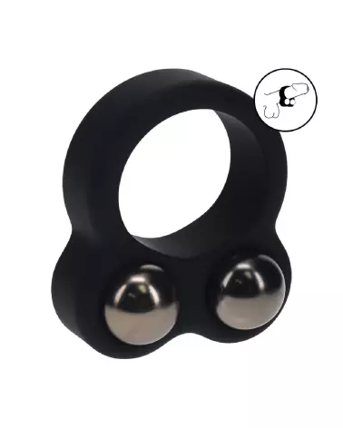 Cockring double poids noir en silicone liquide de Levelz by Shots pour performance optimale-7
