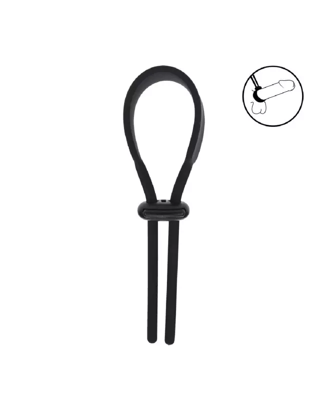 Lasso Cockring Silicone Noir Ajustable Levelz by Shots 5mm-6