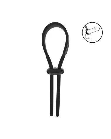 Lasso Cockring Silicone Noir Ajustable Levelz by Shots 5mm-6