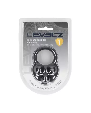Cockring silicone triple poids noir Levelz by Shots pour endurance et plaisir-1
