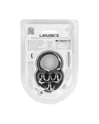 Cockring silicone triple poids noir Levelz by Shots pour endurance et plaisir-2
