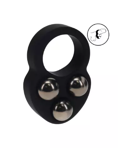 Cockring silicone triple poids noir Levelz by Shots pour endurance et plaisir-6