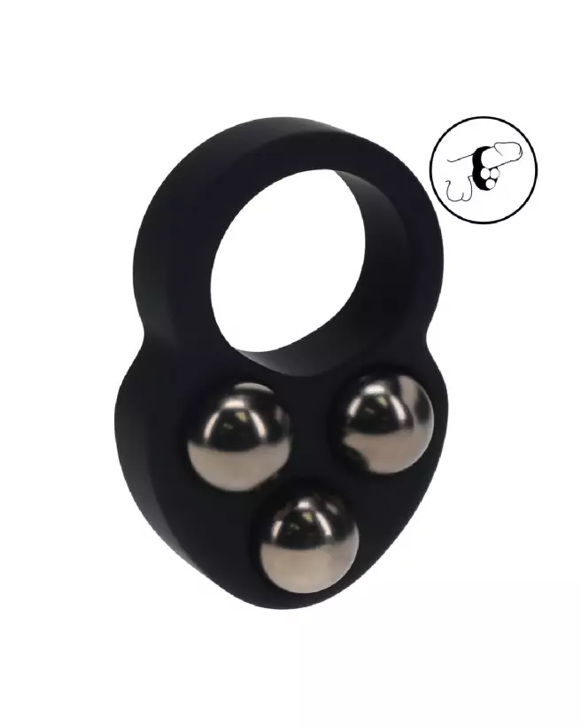 Cockring silicone triple poids noir Levelz by Shots pour endurance et plaisir-7