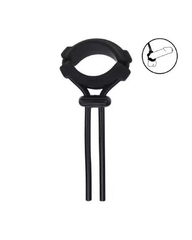Anneau pénien ajustable en silicone noir Levelz by Shots, largeur 5 mm-6