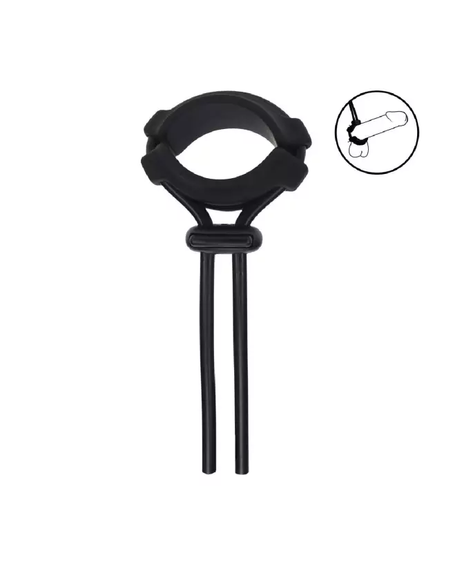 Anneau pénien ajustable en silicone noir Levelz by Shots, largeur 5 mm-7