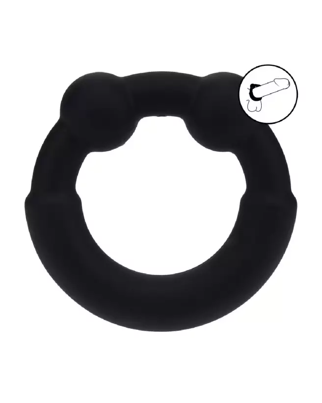 Cockring en métal et silicone noir Levelz by Shots pour endurance et confort-7