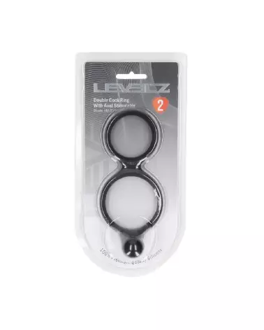 Cockring double en silicone noir avec stimulateur anal de Levelz by Shots-1