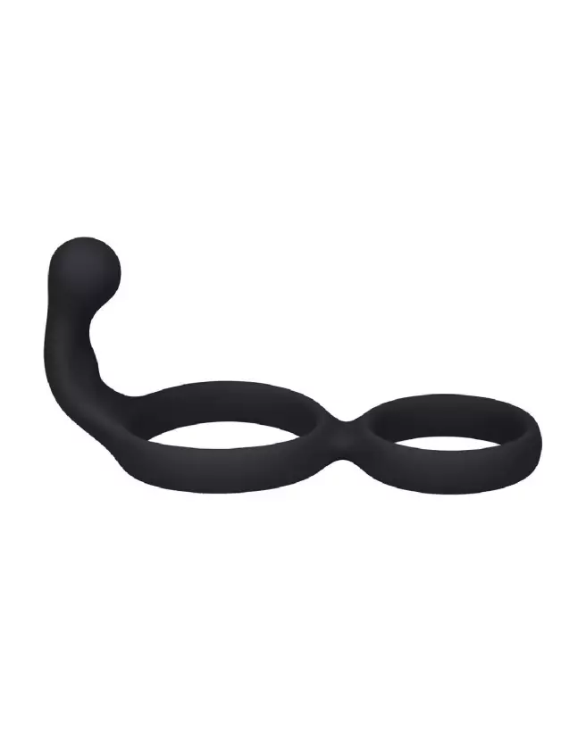 Cockring double en silicone noir avec stimulateur anal de Levelz by Shots-3